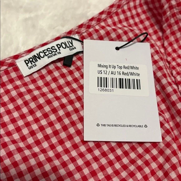 Princess Polly Red Gingham Smocked Crop Top - Picture 4 of 4